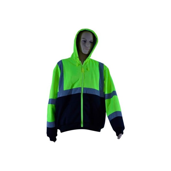 Petra Roc Inc Petra Roc Thermal Lined Zip-Up Hoodie, ANSI Class 3, 2 Slash Pockets, Polar Fleece, Lime/Black, XL LBHSW-C3-XL - main